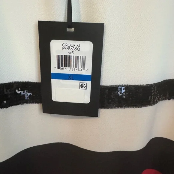 NWT DKNY Striped Mini Dress in Black, Cream, Tan, Red. Sz XL - Picture 3 of 10